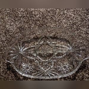 Vintage Anchor Hocking Prescut Star Of David Glass Divided Tray Dish
